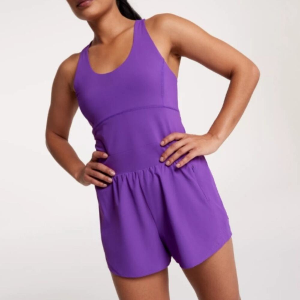 Purple Racerback Romper Jumpsuit
